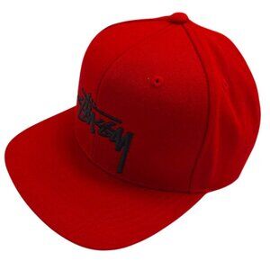 Stussy Basic Stock Cap Red, SnapBack , Flat Brim , O/S (Pre-Owned)